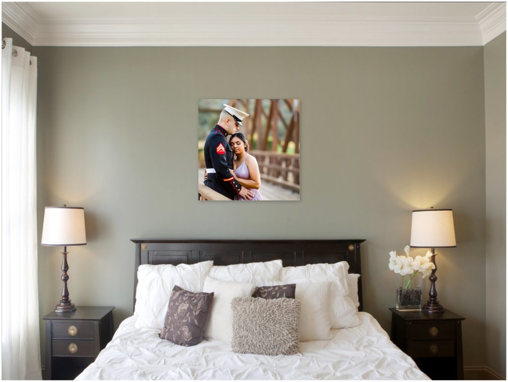 Bedroom wall art from San Diego military ball portraits