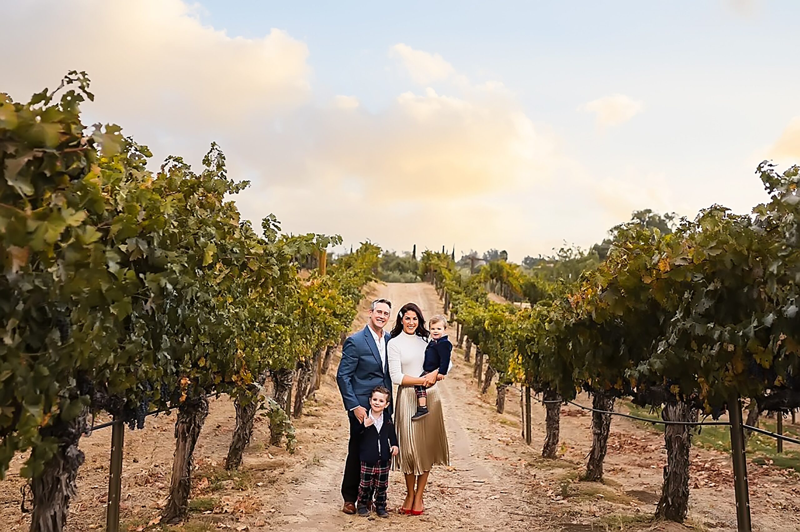 Portrait of a family in Temecula at a winery